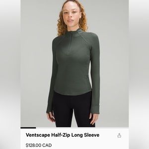 Lululemon ventscape half zip long sleeve khaki green running top